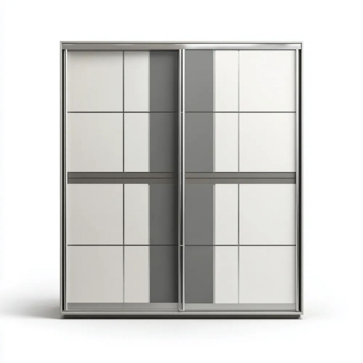 Szafa przesuwna biała i szara z płyty laminowanej 200 × 60 × 220 cm