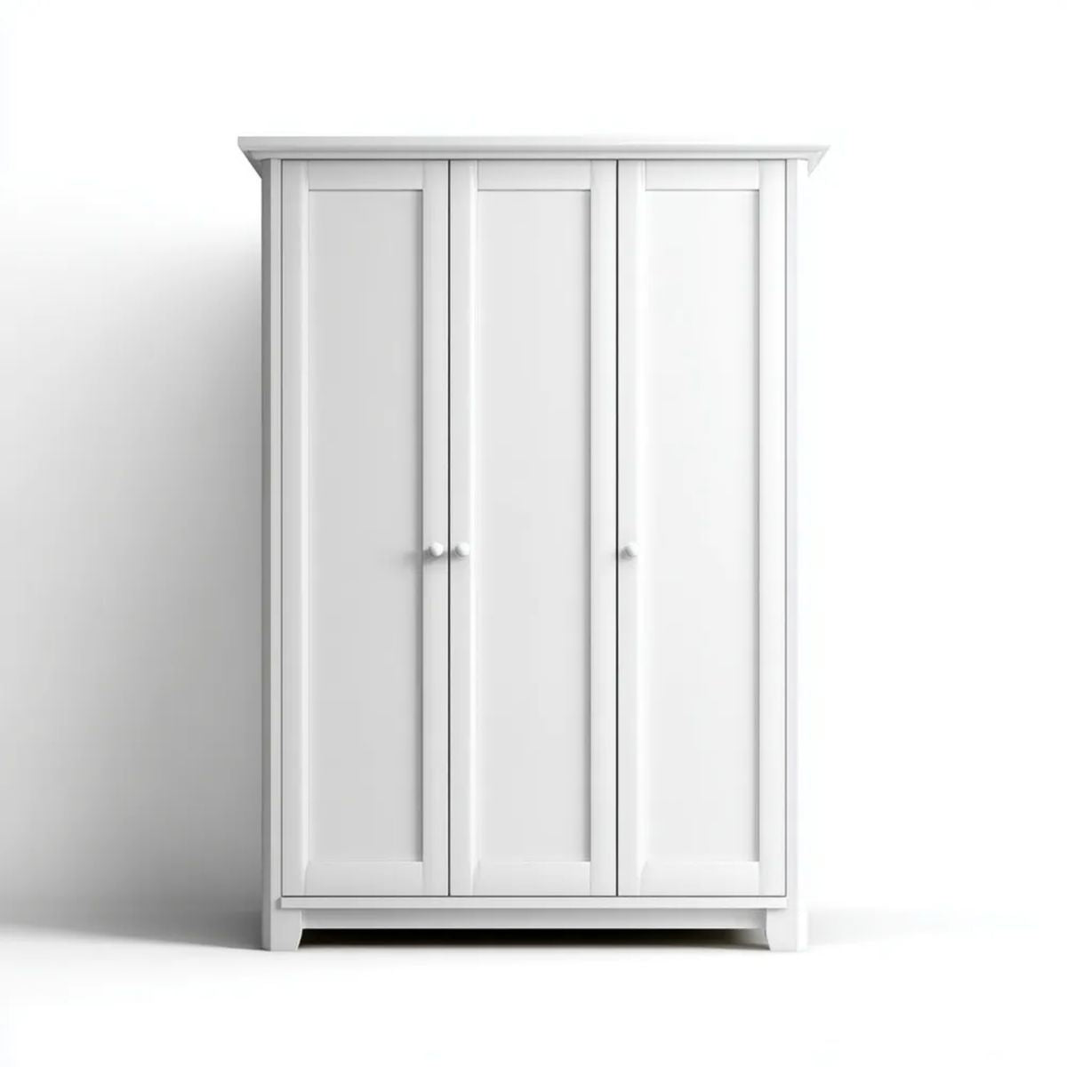 Biała trzydrzwiowa szafa garderobiana z płyty MDF 150 x 60 x 200 cm