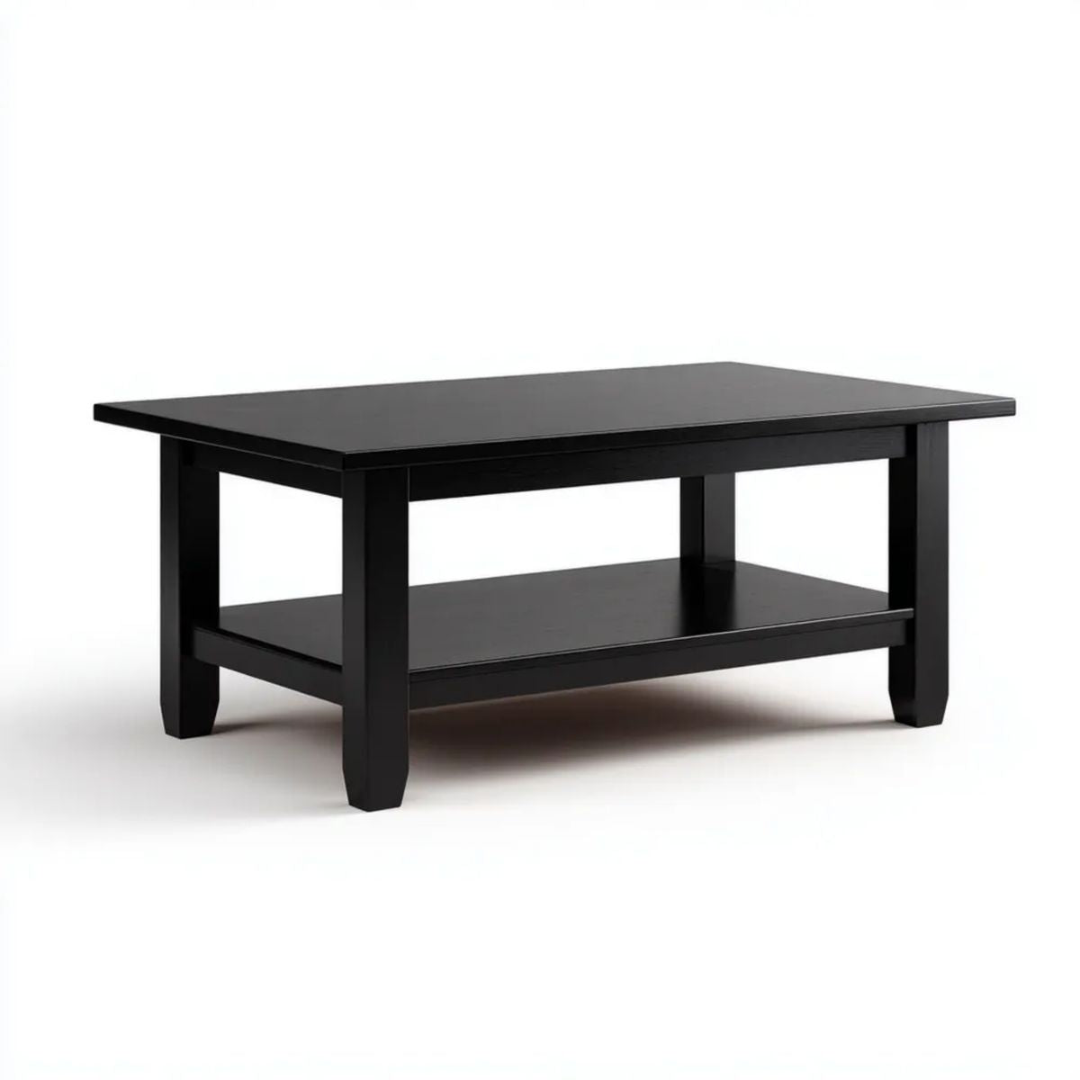Czarny stolik kawowy z płyty MDF 100 x 60 x 45 cm z dolną półką