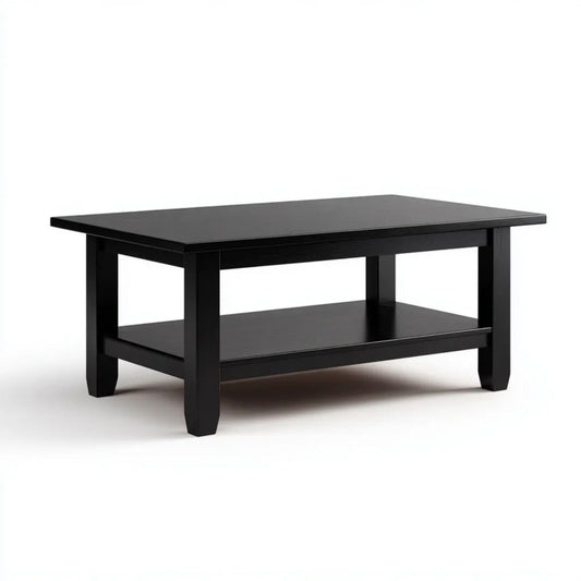 Czarny stolik kawowy z płyty MDF 100 x 60 x 45 cm z dolną półką