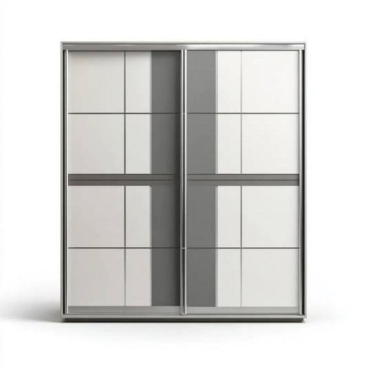 Szafa przesuwna biała i szara z płyty laminowanej 200 × 60 × 220 cm