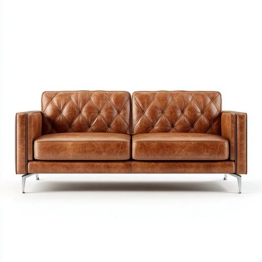 Dwuosobowa sofa ze skóry syntetycznej PU brązowa 160 × 85 × 85 cm