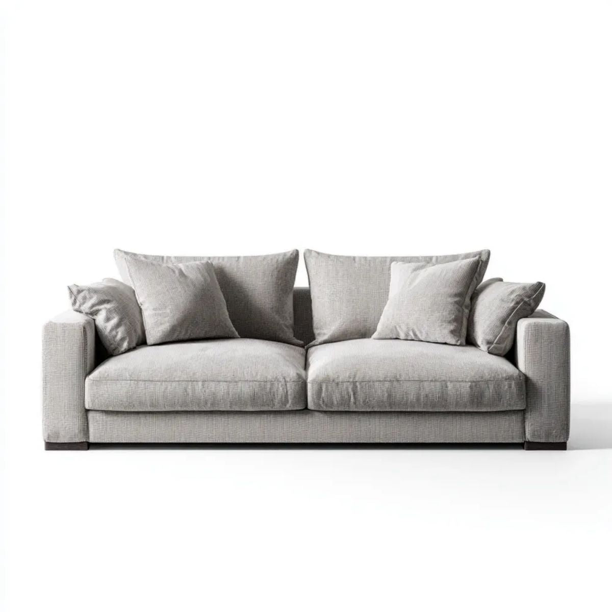 Szara sofa trzyosobowa z tapicerką poliestrową 220 × 95 × 85 cm