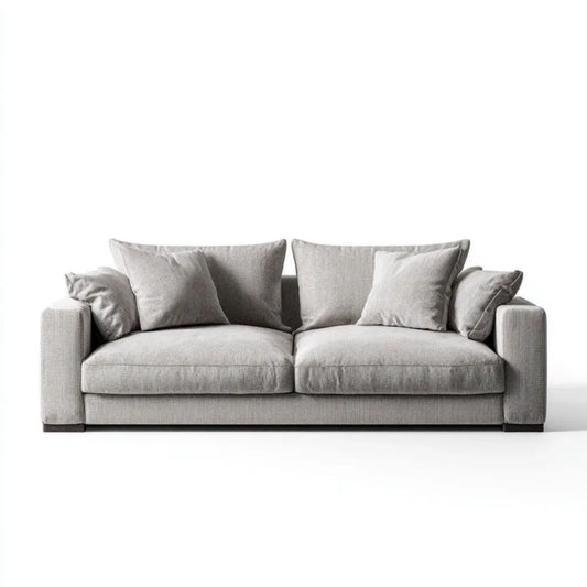 Szara sofa trzyosobowa z tapicerką poliestrową 220 × 95 × 85 cm