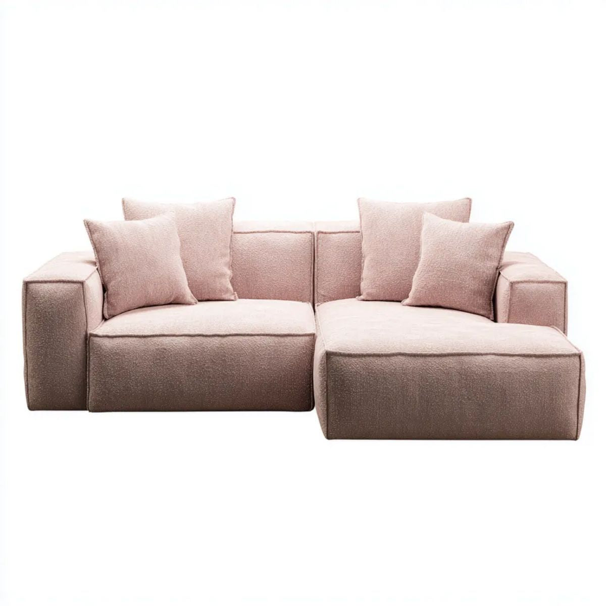 Modułowa sofa narożna w kształcie L z prawostronnym szezlongiem, jasnoróżowa, poliestrowa, 260 × 170 × 78 cm
