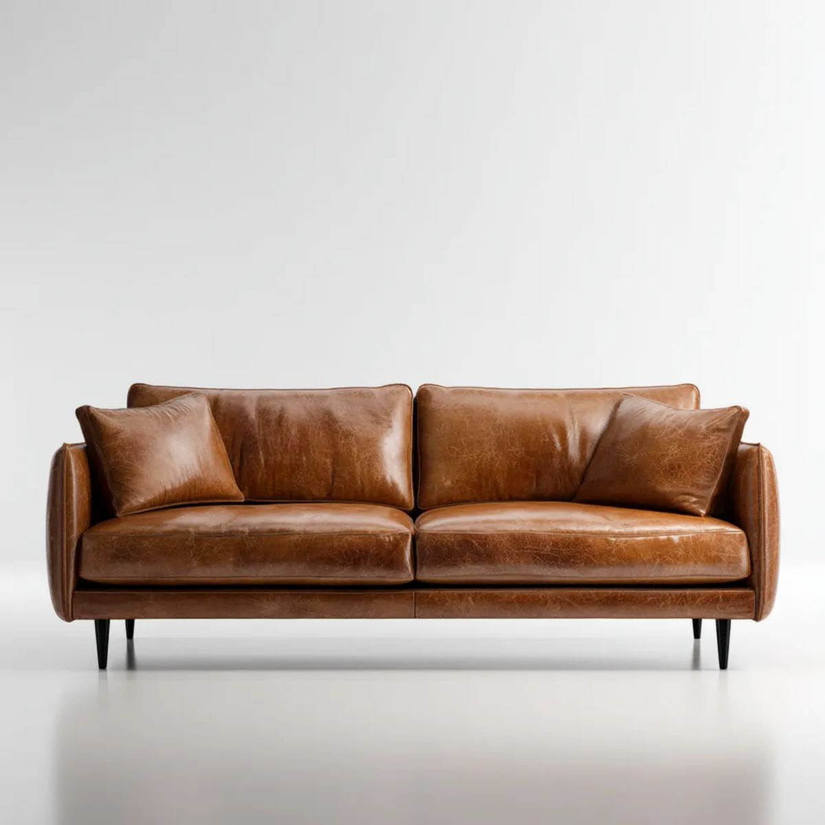 Trzyosobowa sofa brązowa z tapicerką ze skóry syntetycznej PU, 210 x 90 x 85 cm