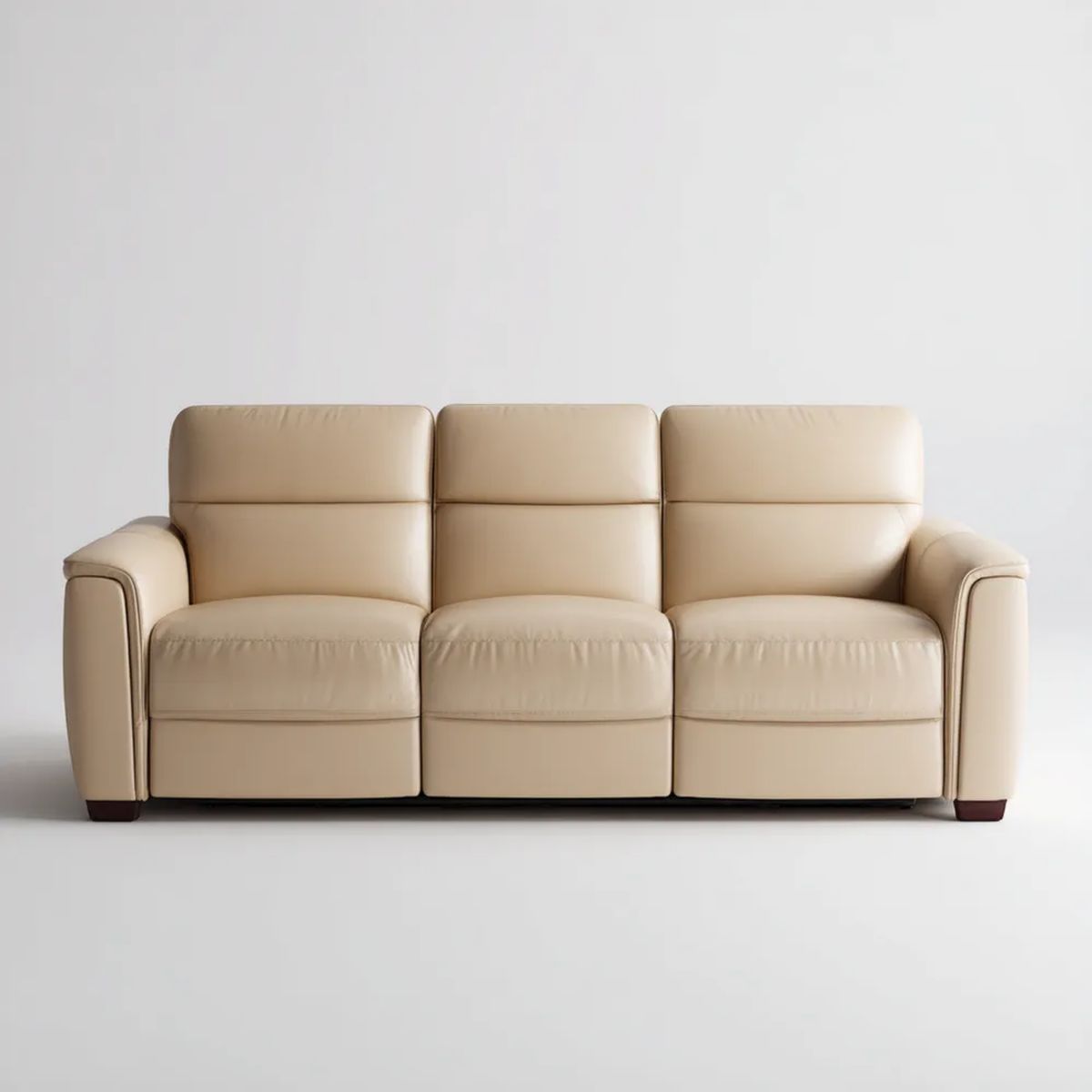 Beżowa trzyosobowa sofa ze skóry syntetycznej 210 x 95 x 100 cm