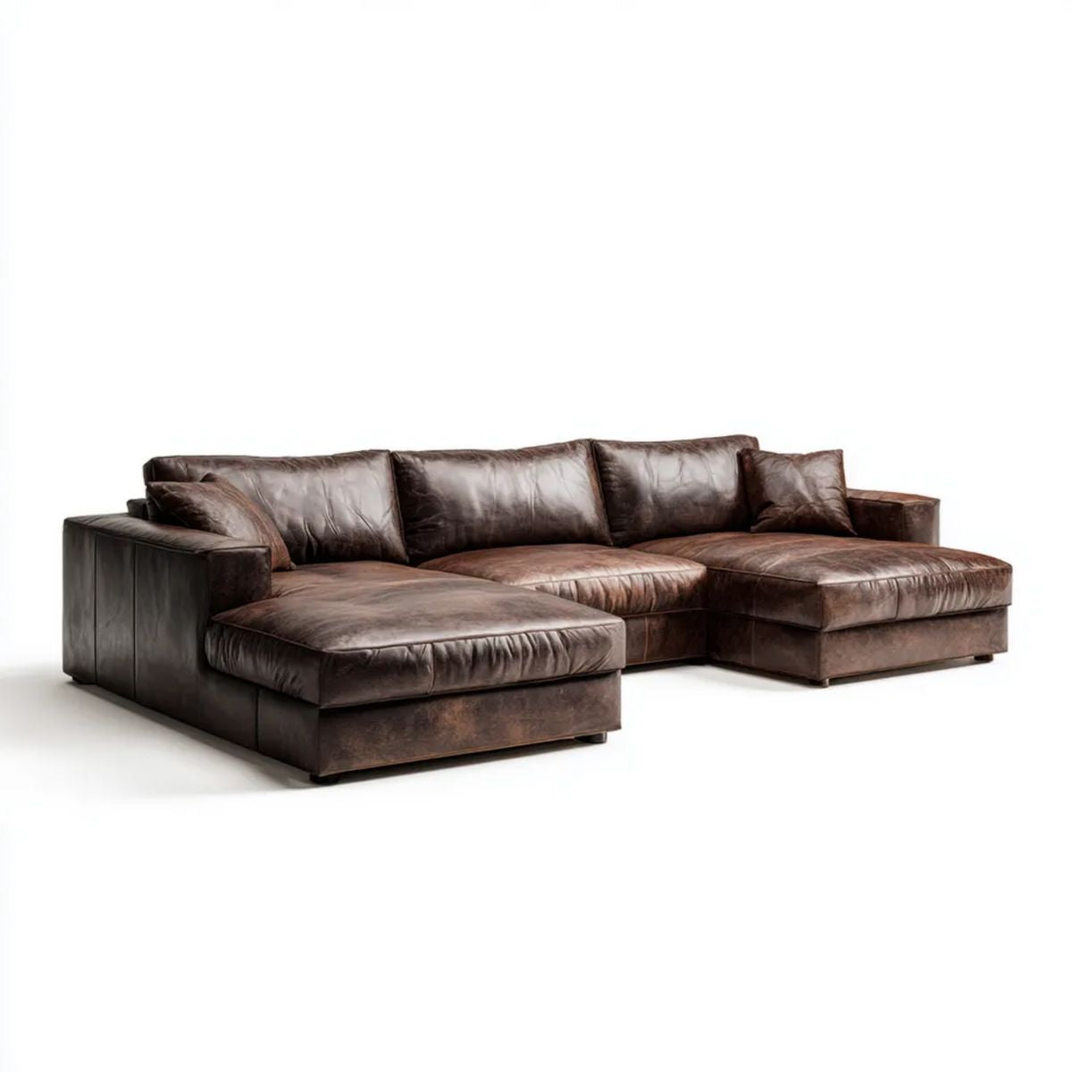 Modułowa sofa narożna w kształcie U brązowa z tapicerką z PU, 330 x 170 x 85 cm