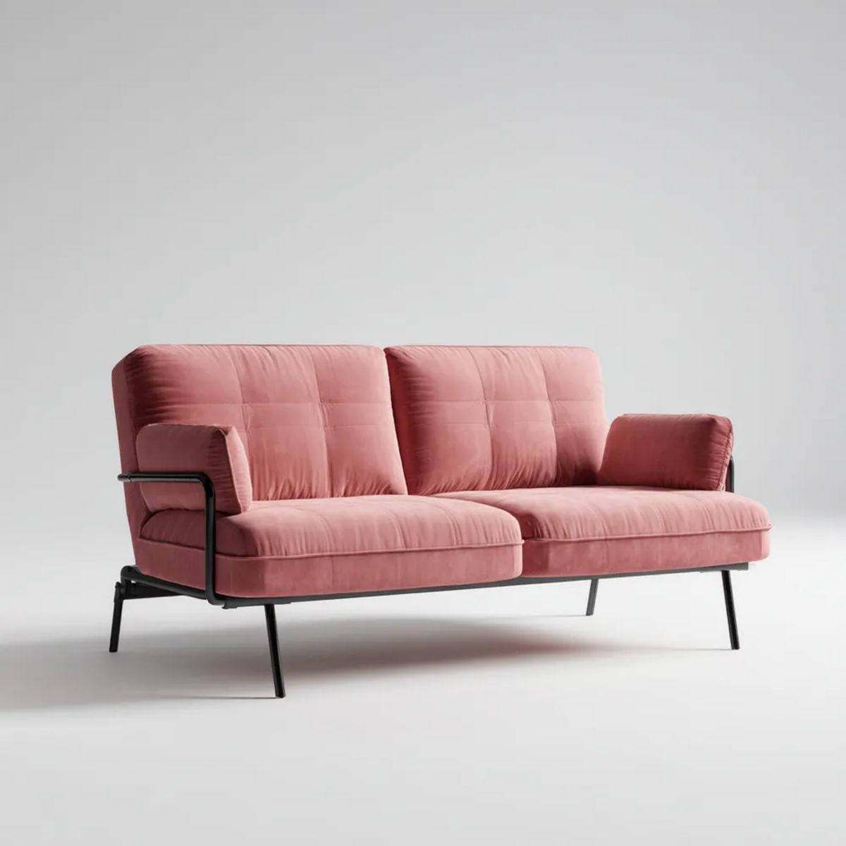 2-osobowa sofa różowa z weluru z metalową konstrukcją, 180 x 85 x 82 cm