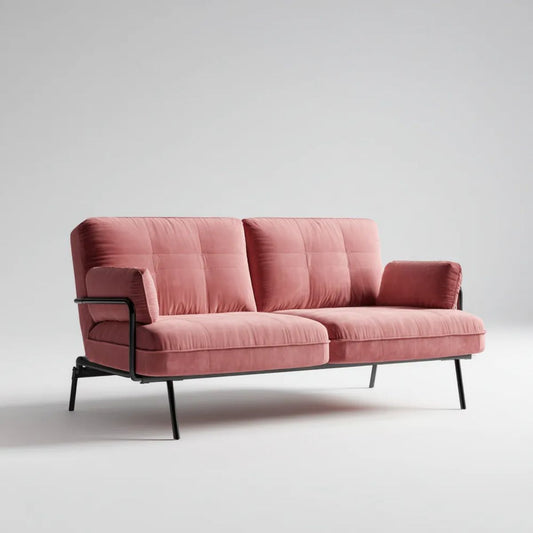 2-osobowa sofa różowa z weluru z metalową konstrukcją, 180 x 85 x 82 cm