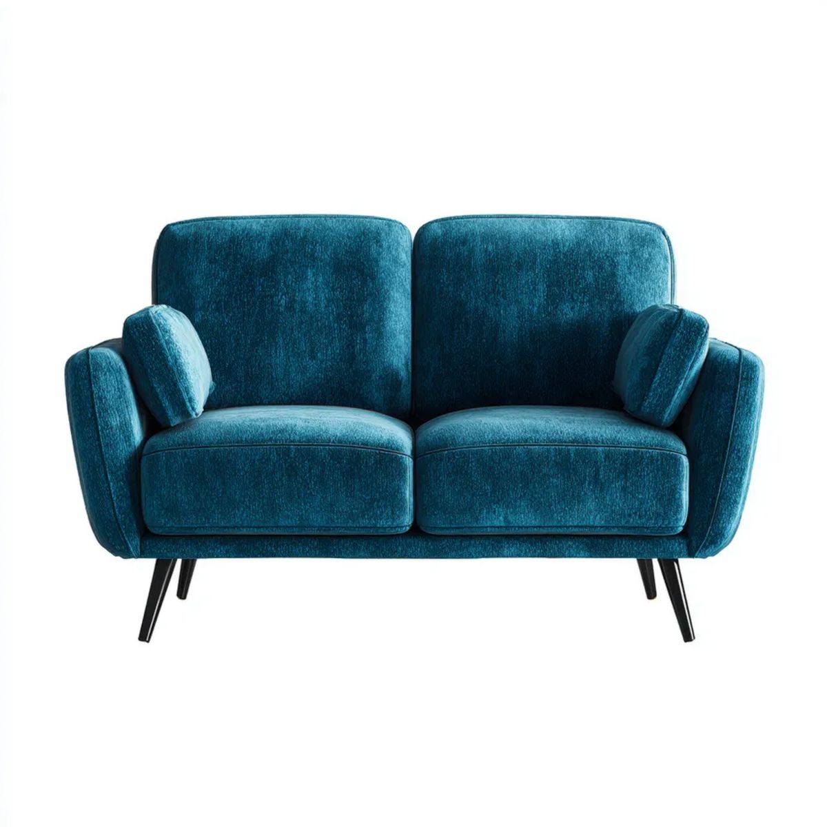 Dwuosobowa sofa aksamitna turkusowa z czarnymi nogami 145 x 85 x 86 cm